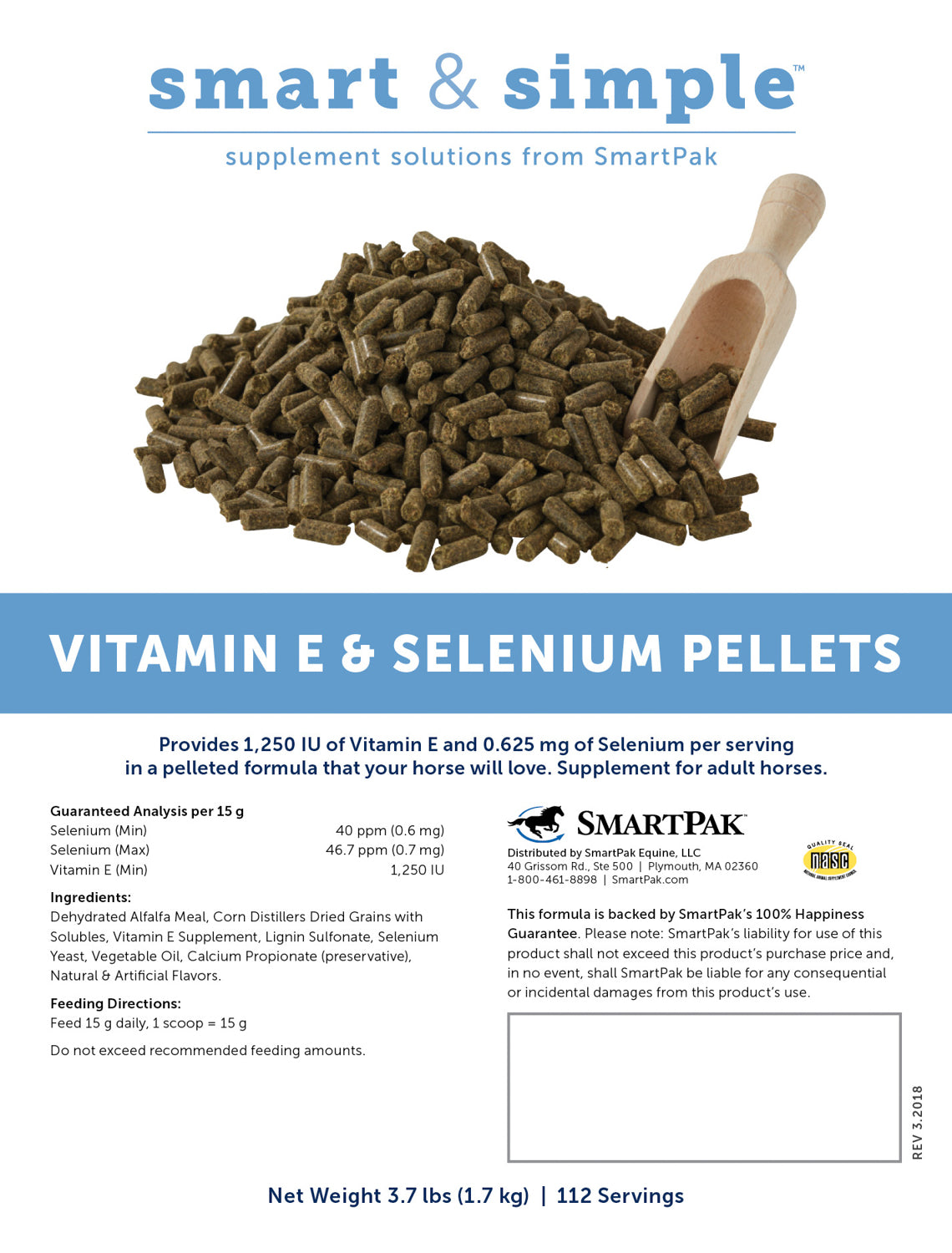 SmartEquine Smart & Simple Vitamin E & Selenium Pellets