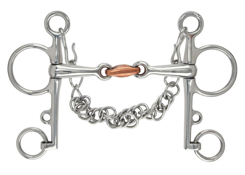 Shires Double-Jointed Pelham Bit with Copper Lozenge