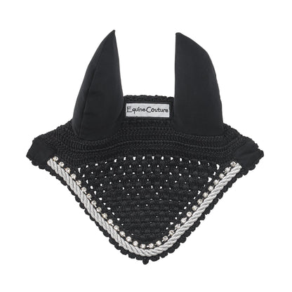 Equine Couture Fly Bonnet with Piping and Crystals