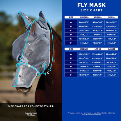 WeatherBeeta Comfitec Durable Mesh Fly Mask with Ears and Nose