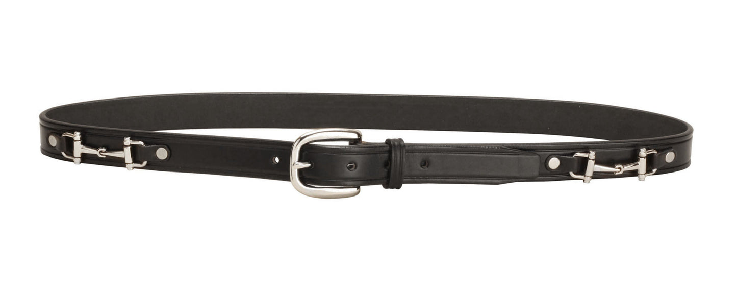 Tory Leather 1" Snaffle Bit Belt with Nickel Snaffle Bits & Buckle