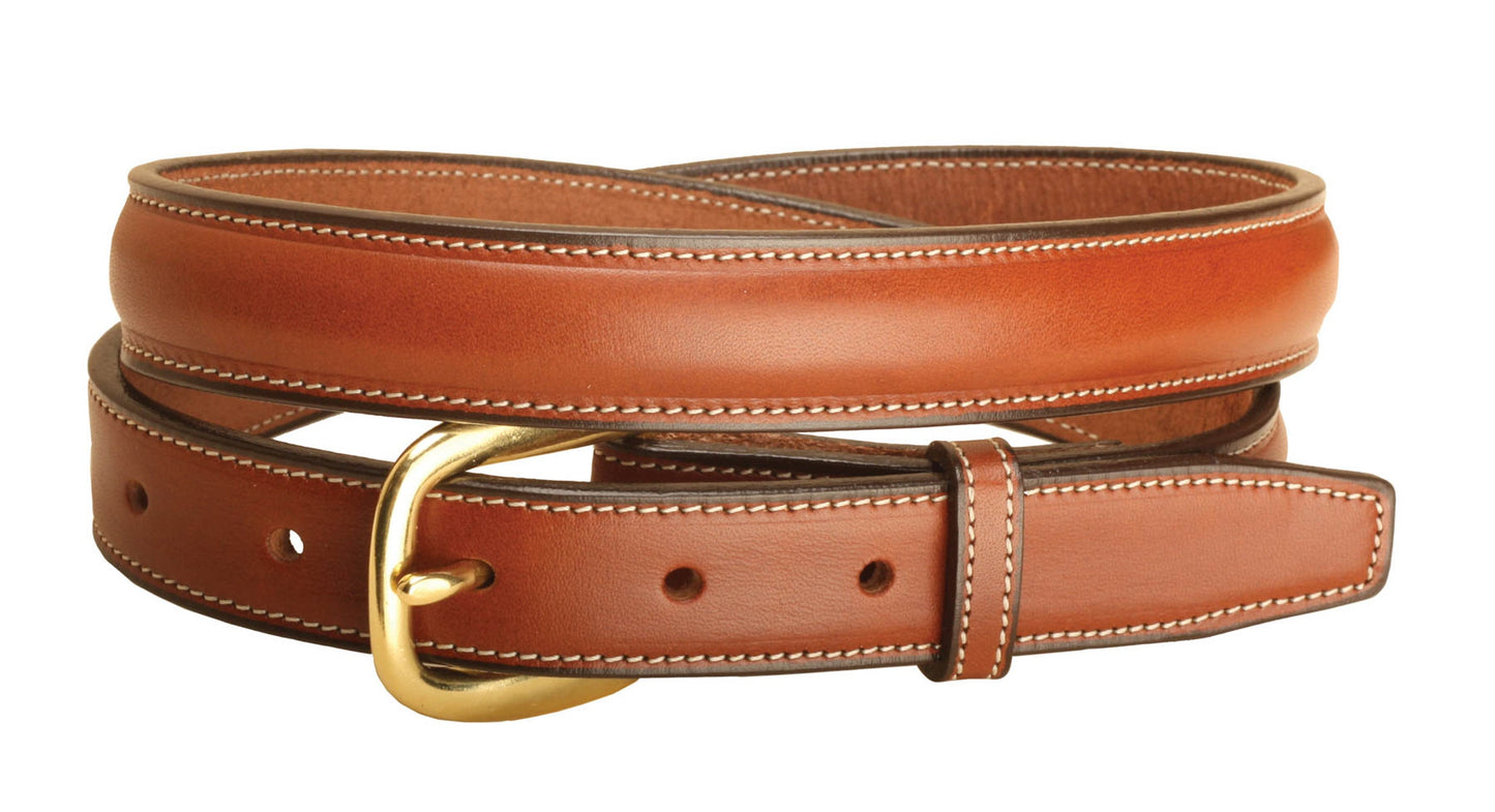 Tory Leather 1" Raised Belt with Brass Buckle