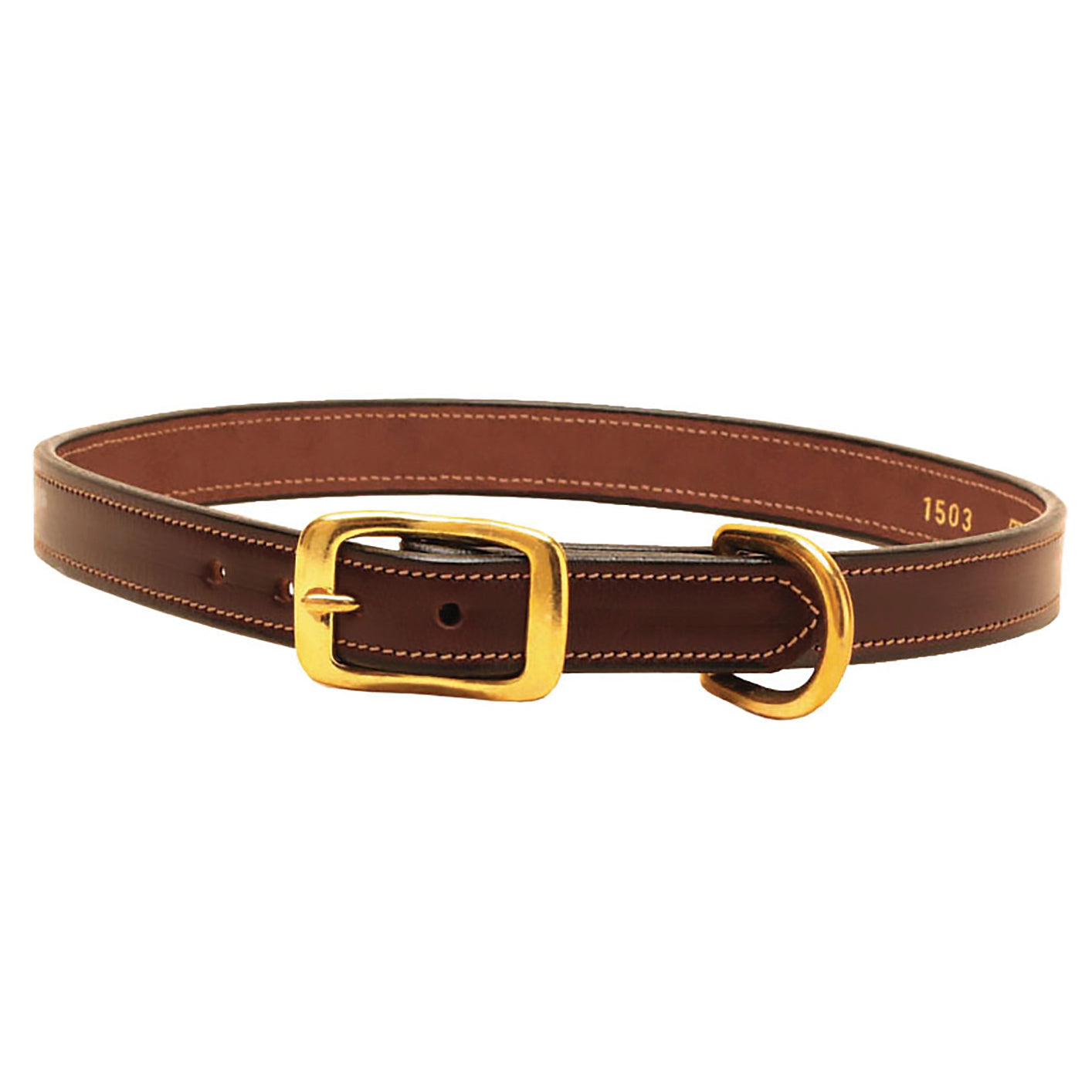 Tory Leather Saddle-Stitched Leather Dog Collar