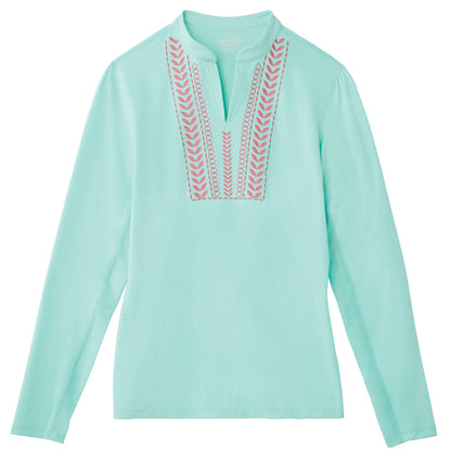 Ladies’ Notch-V Long Sleeve Top