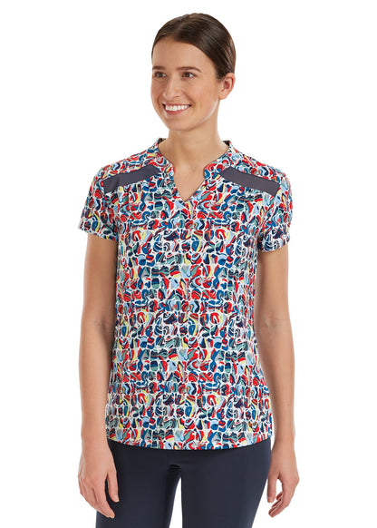 Noble Equestrian Ladies’ Erin Mandarin Short Sleeve Print Top
