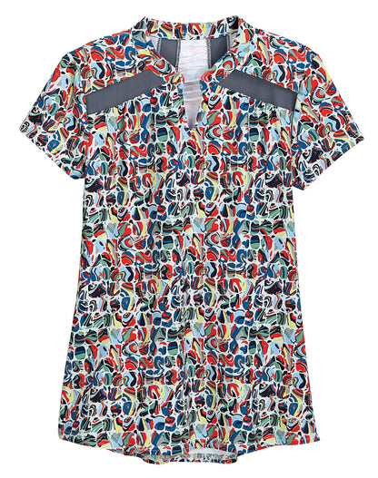 Noble Equestrian Ladies’ Erin Mandarin Short Sleeve Print Top