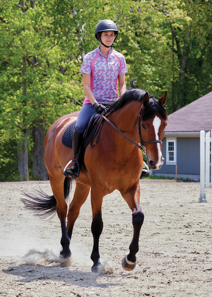 Riding Sport Ladies’ Airflow Quarter-Zip Print Short Sleeve Shirt