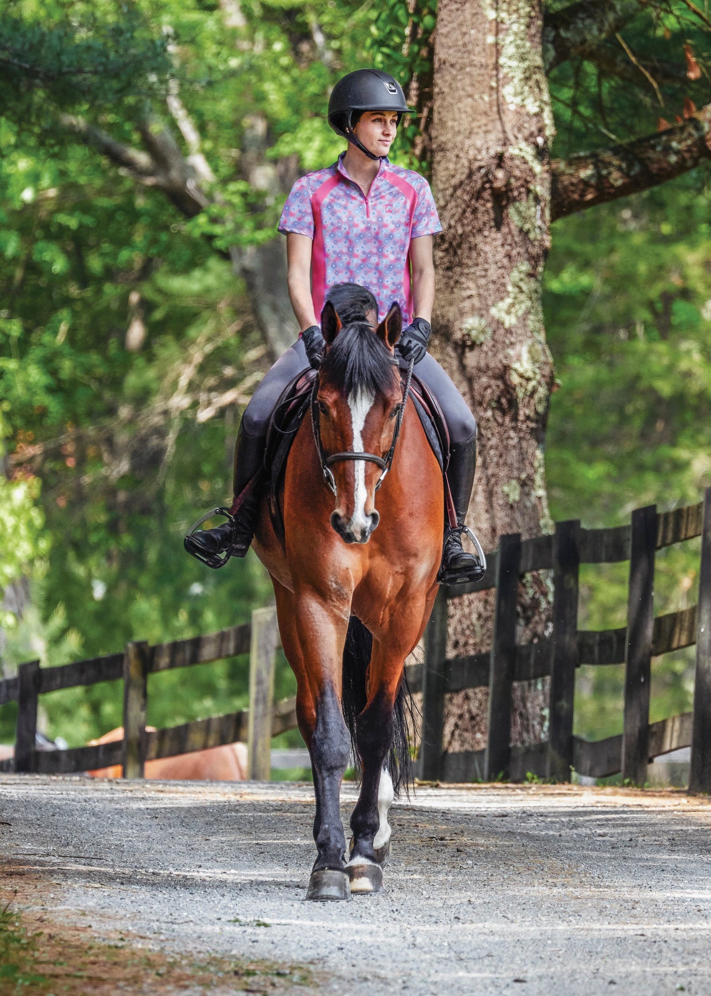 Riding Sport Ladies’ Airflow Quarter-Zip Print Short Sleeve Shirt