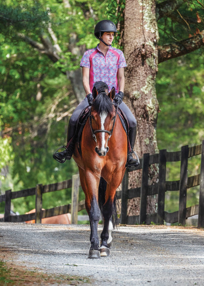 Riding Sport Ladies’ Airflow Quarter-Zip Print Short Sleeve Shirt