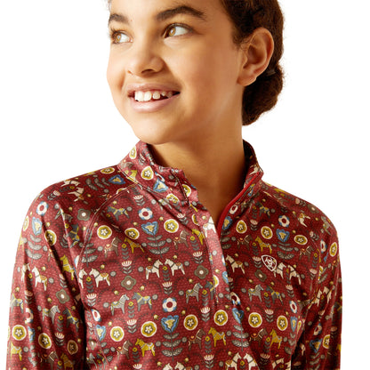 Ariat Kids’ Lowell Quarter-Zip Print Base Layer 2.0