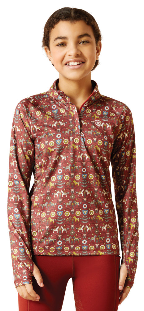 Ariat Kids’ Lowell Quarter-Zip Print Base Layer 2.0