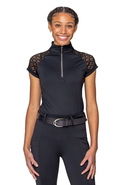 Kastel Denmark Ladies’ Lace Quarter-Zip Cap Sleeve Shirt "Corrine"