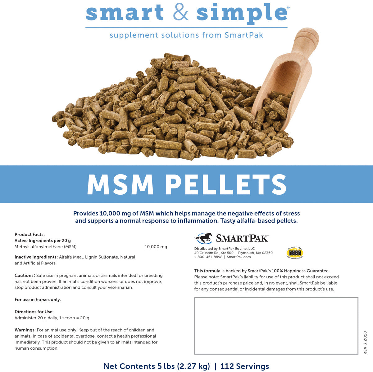 SmartEquine Smart & Simple MSM Pellets - 5 lbs.