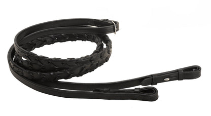 Tory Leather Company 5/8" x 72" Laced Reins with Hook Stud Ends