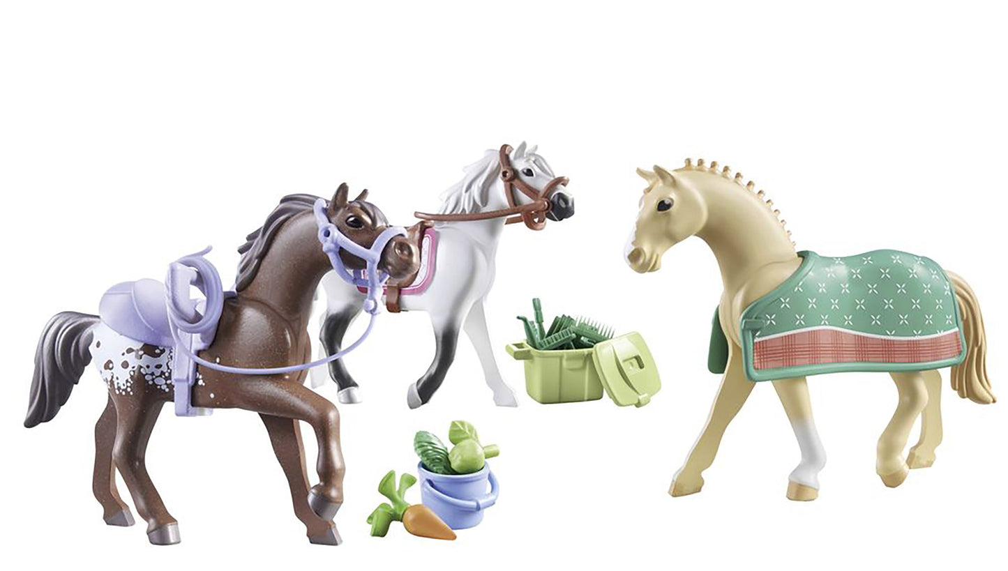 Playmobil Three Horses Set with Accessories